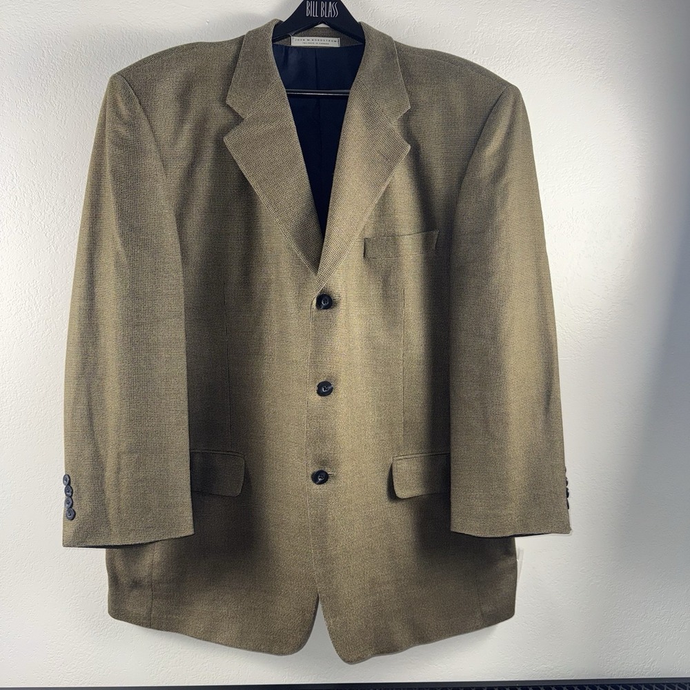 John W Nordstrom Blazer 42R Brown Silk Wool Sport Coat Mens 3 Button Canada EUC!